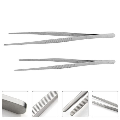 2 Pcs Stainless Steel Tweezers Tongs BBQ Tweezers Cooking Tweezers Food Tweezers - Picture 8 of 12