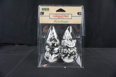 Lemax Christmas Village Town 2PC 4'' Evergreen Tree Small 44086 Pine Realistic NE