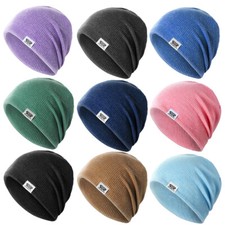 Men Women Soft Slouchy Cap Thermal Beanie Hat Winter Warm Knitted Skull Cap Cuff