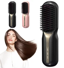 Pro Hair Straightener Brush Rechargeable & Cordless Mini Hair Straightener Comb