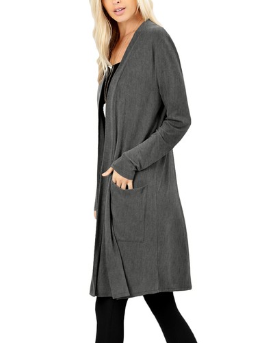 NE PEOPLE Damen Basic Langarm vorne offen lässig Taschen Cardigan NEUJ1440 - Bild 11 von 125