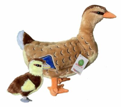 ADORE 13'' Standing Mallory The Mallard Duck with Baby Stuffed Animal Plush Toy