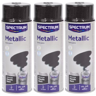 3 Stück 400ml schwarz Metallic Lackspray Lack Sprühlack Spraydose Autolack