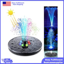 LED Light Solar Powered Fountain Water Pump Night Floating Garden Bird Bath Kit