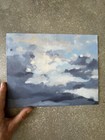 Paris Sunset Original Abstract Oil Painting Canvas Board Rich Textures Sky Blues — photo 2