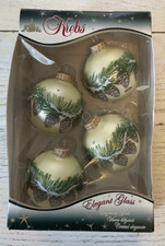 Krebs Glass Christmas Ornaments Bulbs Pine Cone Lot 4 USA  Box