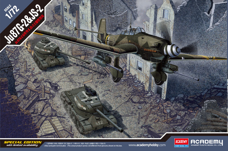 Academy German Ju87G-2 Stuka & Soviet JS-2 Tank -1/72 Scale Model Kit - 12539