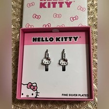 Hello Kitty Fine Silver Plated Hoop Earrings New In Box