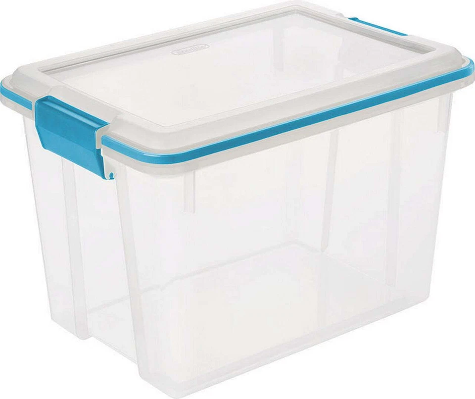 2 pack Sterilite 20 Qt Gasket Box, Weather-Resistant Clear Storage Bin with Lid - Image 4 of 4