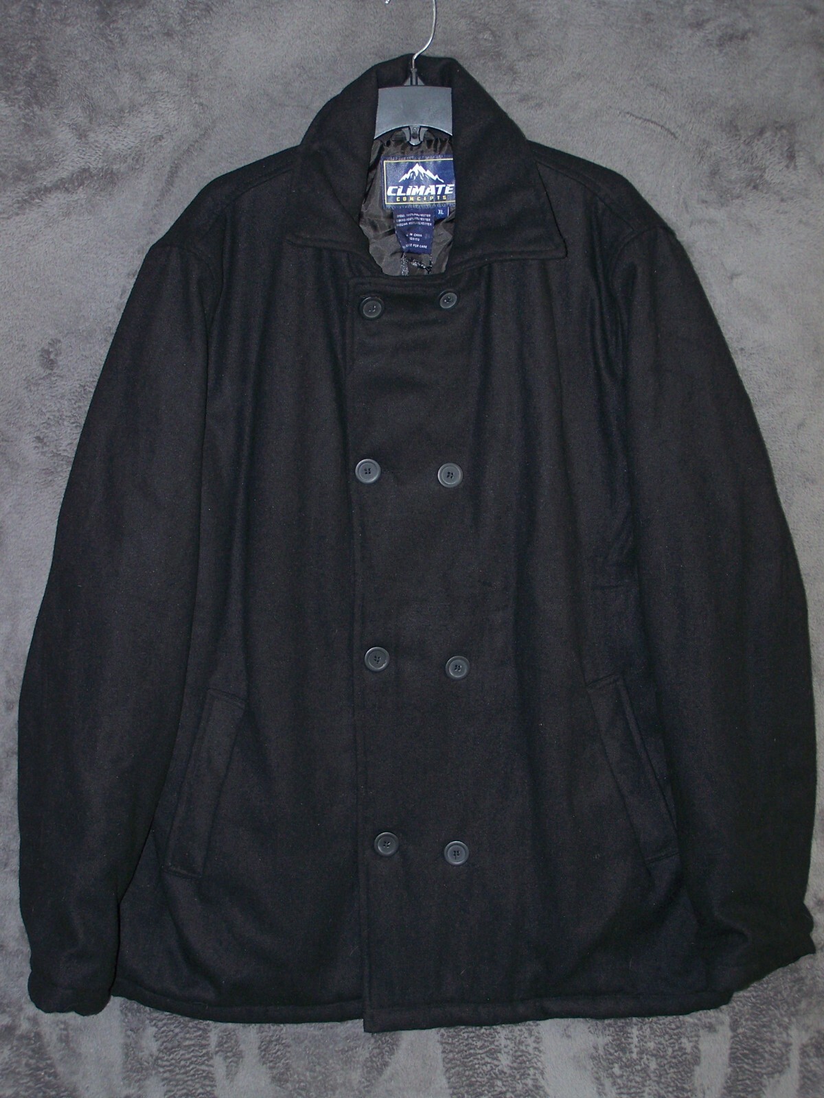 New Climate Concepts Pea Coat Adult Extra Large Black Warm Hiking Outdoor Men