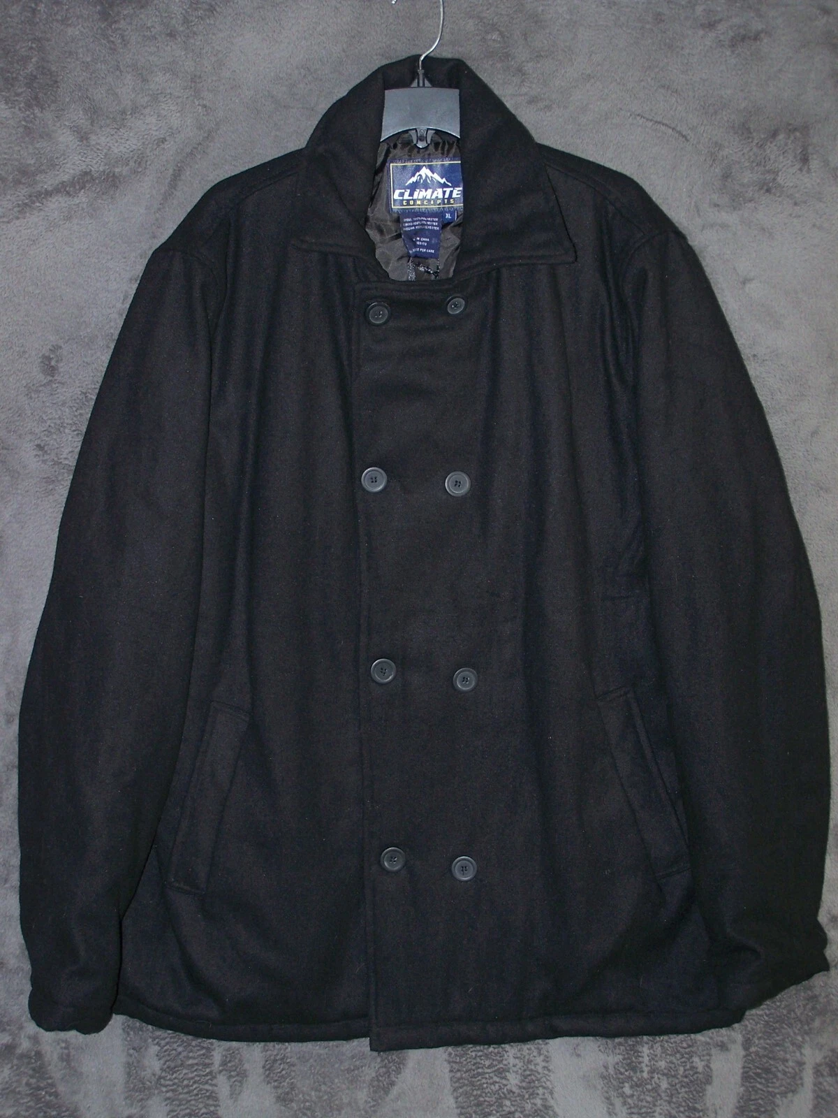 New Climate Concepts Pea Coat Adult Extra Large Black Warm Hiking Outdoor Men