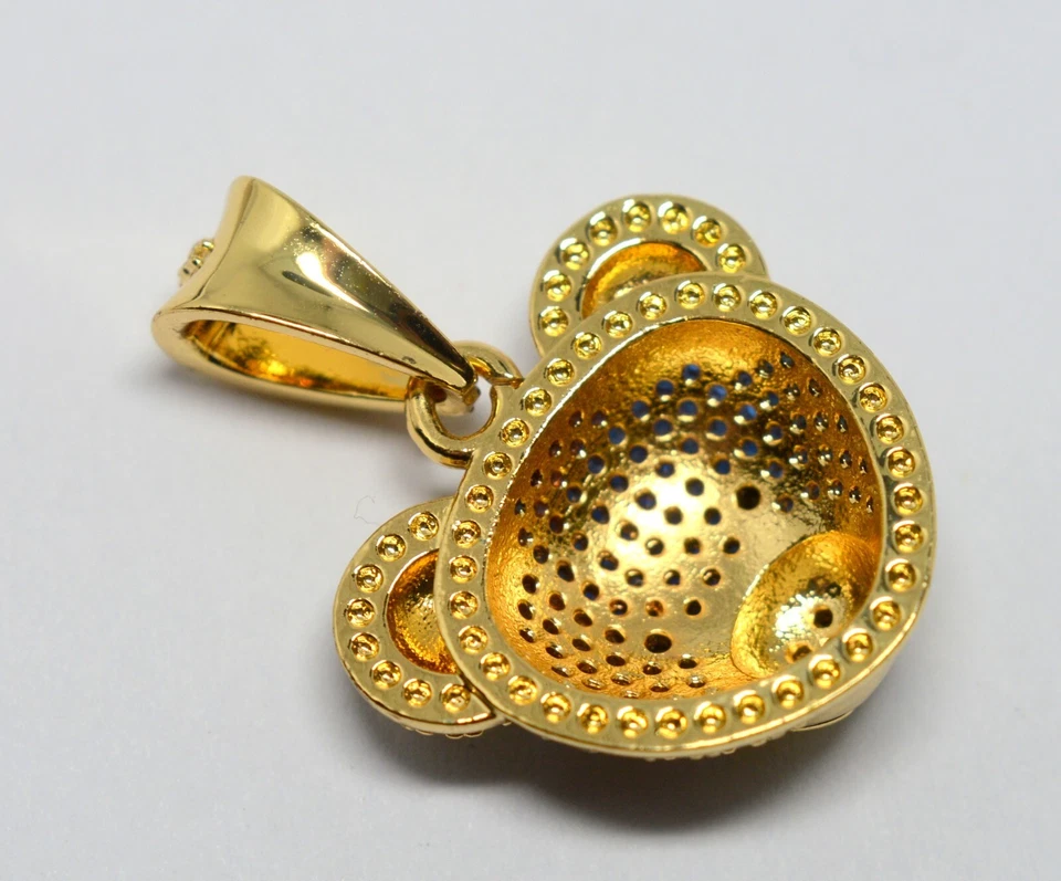 COLGANTE OSO DE PELUCHE LINDO ENROLLADO ORO 14K con PIEDRAS PRECIOSAS ZAFIRO AZUL Foto 4 de 4