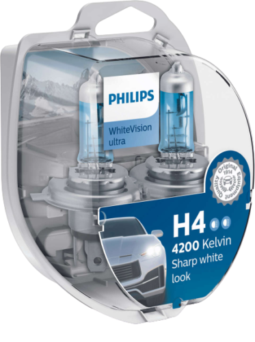 Philips H4 / W5W WhiteVision Ultra 12V. PH-12342WVUSM halogen P43T-38. - Bild 1 von 2