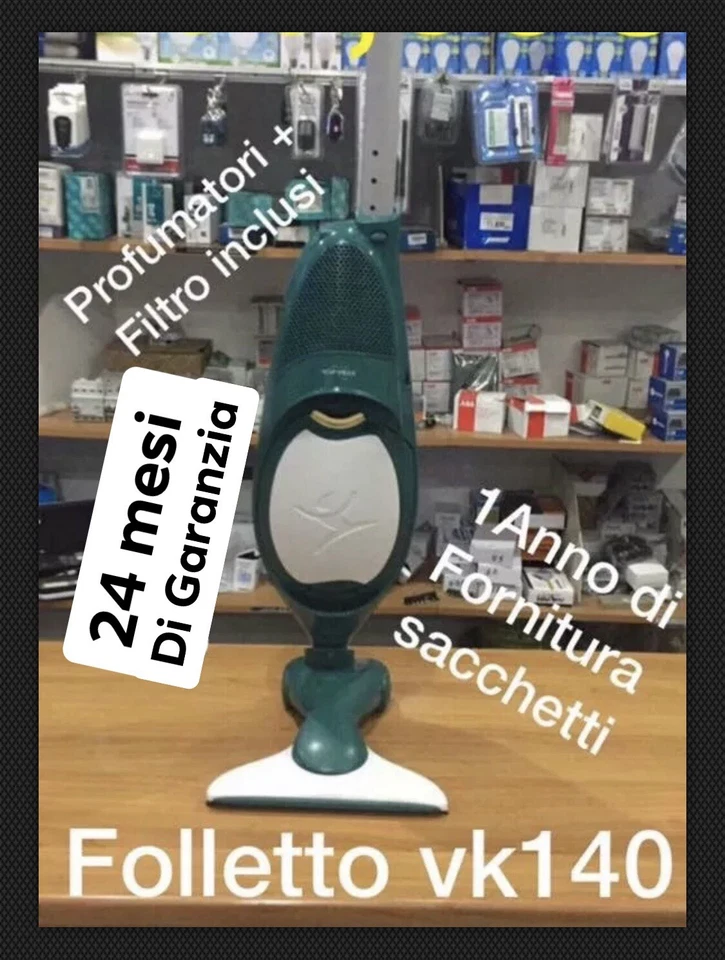 VORWERK FOLLETTO Vk140 Con Hd40 SCOPA ELETTRICA PARI AL NUOVO 24MESI DI GARANZIA