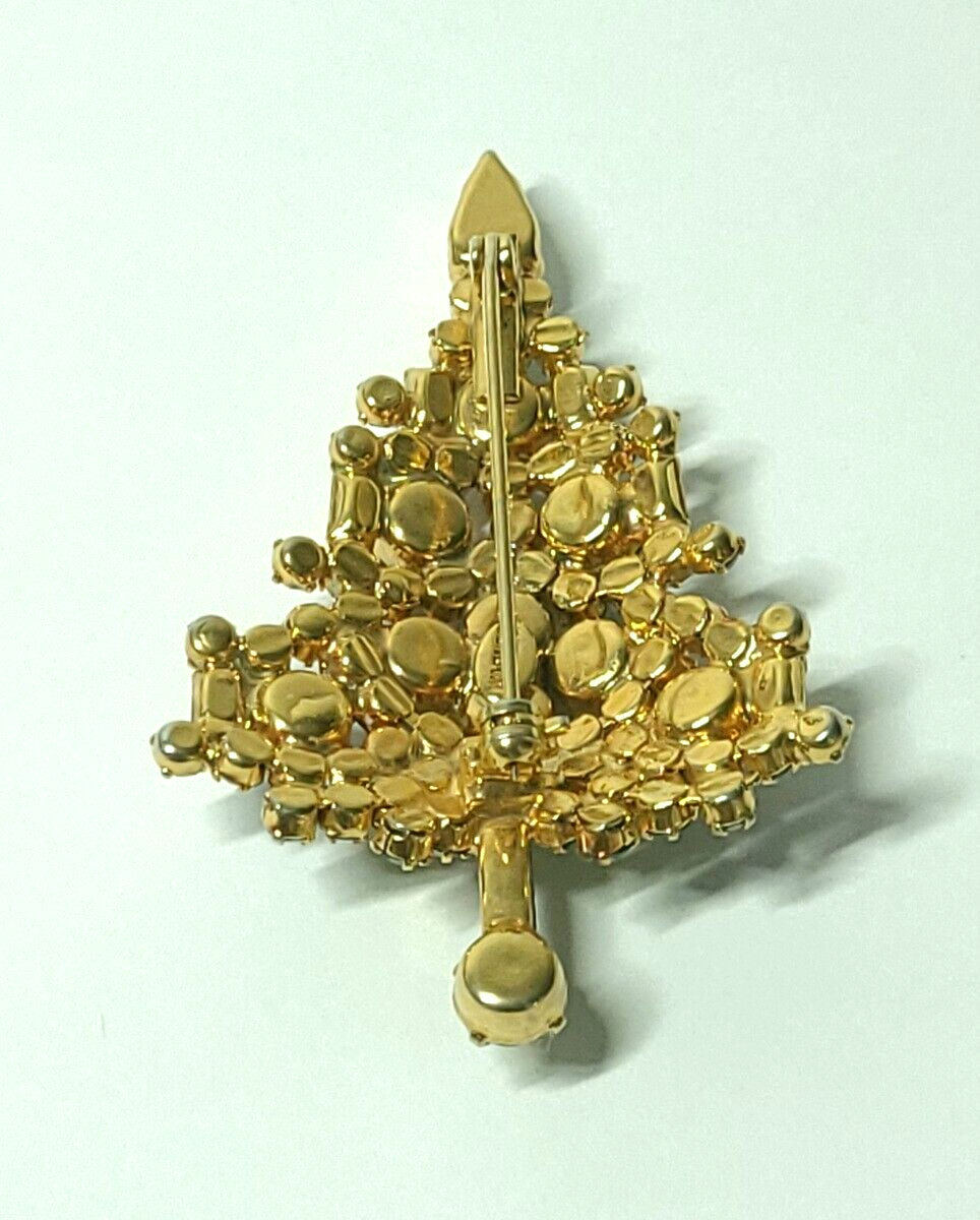 Brilliant WARNER Christmas Tree Brooch Pin Vintage Large Multicolor