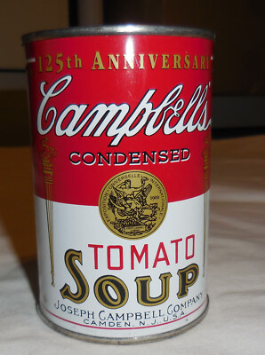 125th Campbell's Condensed Tomato Soup Tin Can Bank 125 th Anniversary VTG