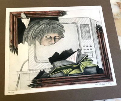 Gutenberg Museum Mainz orig. Mezzotint sheet 26 by 100 by Wolfgang Fräger 1998