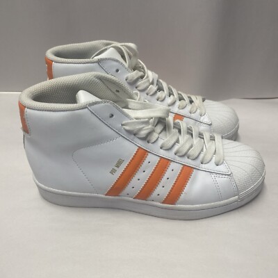 Adidas Pro Model High Tops White with Orange 3-Stripe Men s Size 5 Women s 6.5