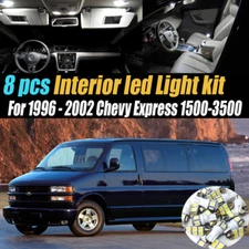 8Pc Super White Car Interior LED Light Kit for 1996-2002 Chevy Express 1500-3500