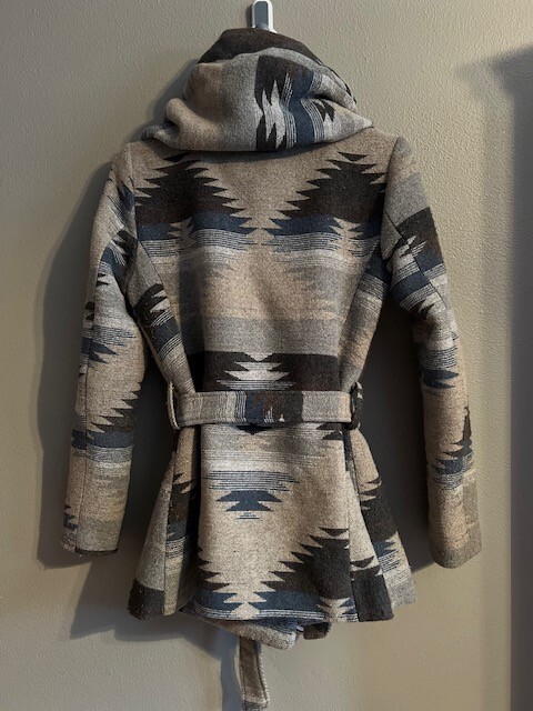 Women's Mossimo Supply Co Hooded Southwestern Print Coat Button Jacket Sz Small image 3