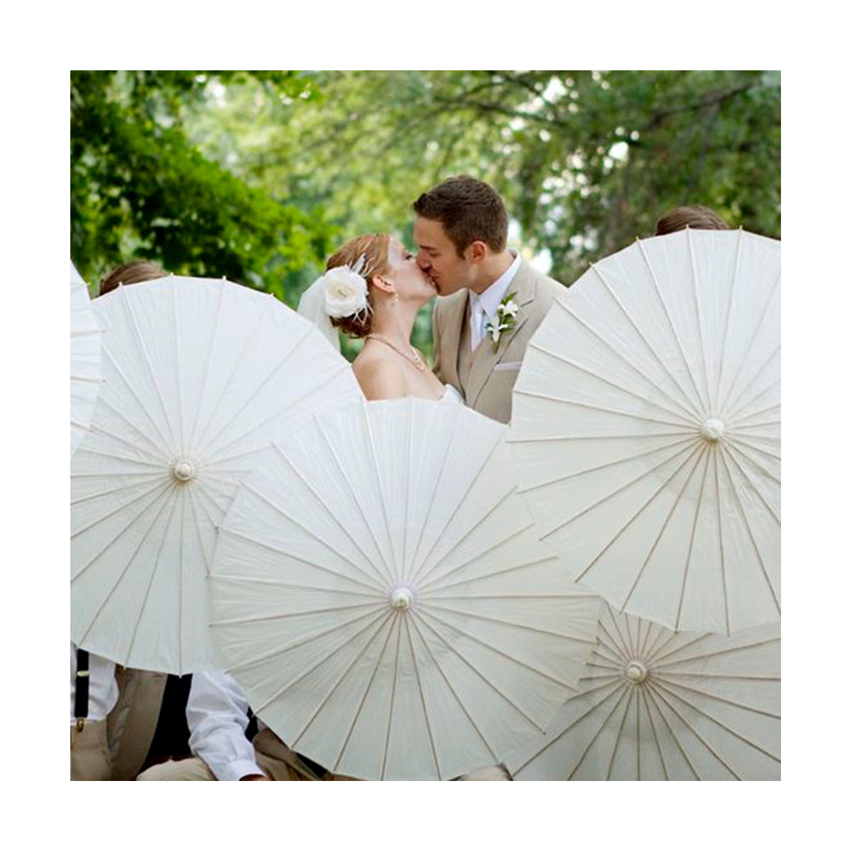 5PCS Parasol 60Cm Beach Umbrella White DIY Umbrella Photography Props