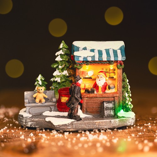 Christmas Village Scene Decoration LED Ornament Festive Bread Market Light Up - 第 13/24 張圖片