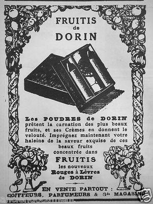 WERBUNG 1923 LES PUDRES FRUITIS DE DORIN ROUGES A LIPPES - ADVERTISING