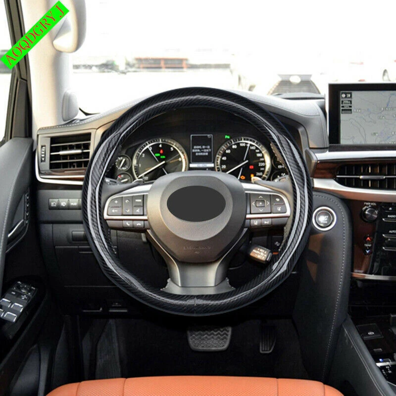 For LEXUS NX RX ES UX CT LS O-shape Steering Wheel Cover Carbon Fiber Anti-slip - Image 3 of 4