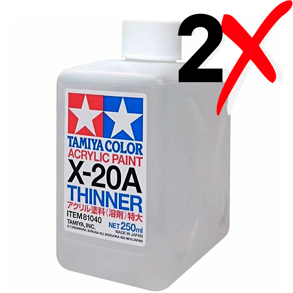 Twin Pack TAMIYA 81040 Acrylic Poly Paint Thinners X20-A 250ml Bottle X20a - ...