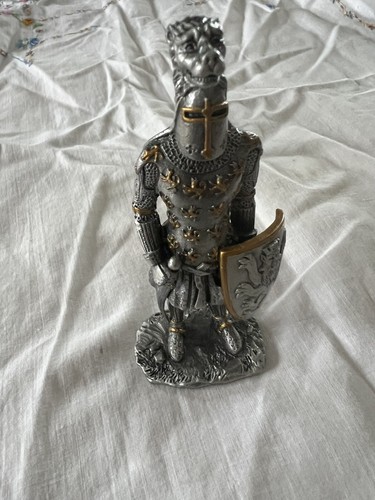 Pewter Crusader knig Templar Knight with Leopard/Lion Coat  By LeVintageDeFrance - Picture 2 of 8