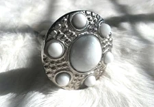 Vintage Hand Crafted Metal Glass Knob - White - Bohemian Design Made in Germany