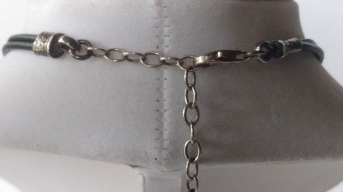 Jewish Necklace BLK Leather Sunburst Filigree 925 Silver Silpada Shema Yisrael - Picture 4 of 10