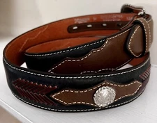 NWT Nocona Belt Co. Genuine Leather Black/Brown UNISEX SZ34 #N2474001 Western