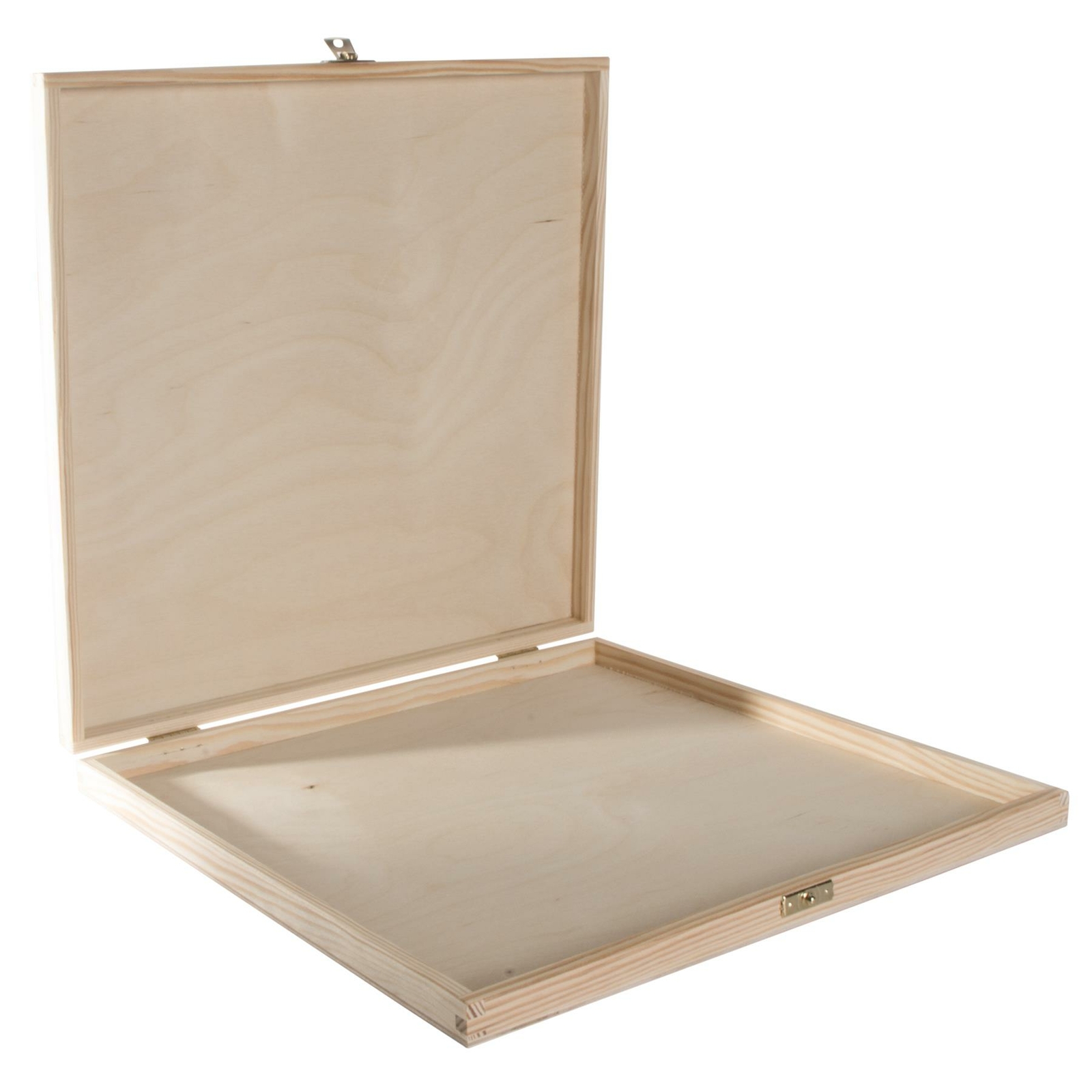 Square Flat Shallow Plain Wooden Storage Box 13x13"" for Vinyl Records 12x12""