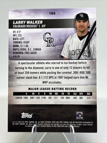 2024 Topps Stadium Club - Black Foil #180 Larry Walker - Plus 2 Base Cards Lot - Picture 5 of 7