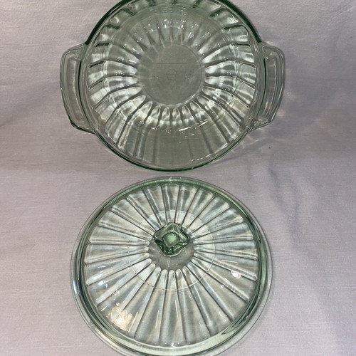 Martha Stewart Everyday MSE Lidded 2 Qt Green Glass Casserole Dish Handles Bake - Foto 5 di 14