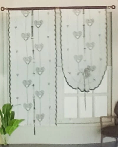 2 Tende Per Finestra Con Cuori Stile Shabby Chic | 60x150 Cm In Poliestere E Cotone | Perfette Per Cucina, Bagno E Soggiorno