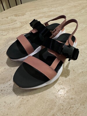 SOREL 6.5 Women's Kinetic Impact Sling Sandals Eraser Pink/White
