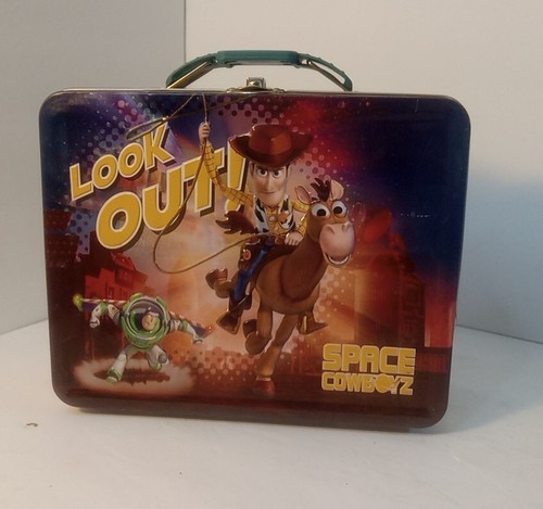2012 Disney Toy Story Tin Storage, Lunch box "Space Cowboyz" w/ Woody & Buzz - Picture 3 of 10