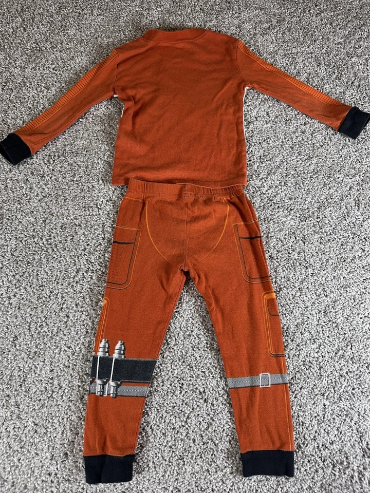 Disney Store Star Wars X-Wing пилот пижамы комплект оранжевый повстанец костюм PJs размер 4T - Изображение 2 из 3