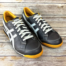 ASICS Mens Dark Brown  Yellow Leather Matchplay Golf Sneakers Size 8.5