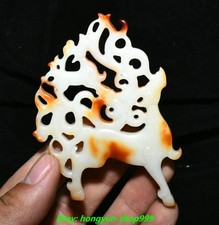 3.5''Old Han Dynasty Hetian Jade Sika Spotted Deer Animal Yubi Yu Bi Statue