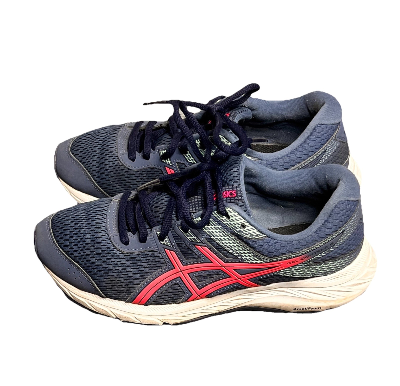 Asics Gel Contend 6 Trainers Ampli Foam Womens Size 7.5 Blue And Pink