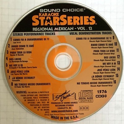 SOUND CHOICE KARAOKE STAR SERIES - REGIONAL MEXICAN - VOL 12 - SC1576
