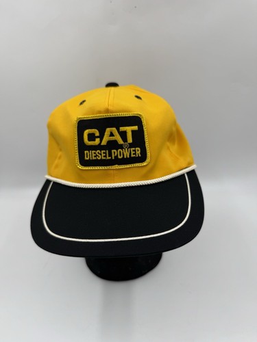 Vtg CAT Diesel Power Yellow and Black One Size Adjustable Cap Rope Accent Bill
