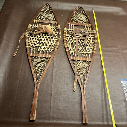 Vintage INTERESTING OLD SNOWSHOES 42" Long x 12" GREAT DECORATION