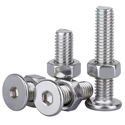 M6 - M12 Edelstahl A2 Niedrig Flachkopfschrauben Innensechskant Mit Mutter Set