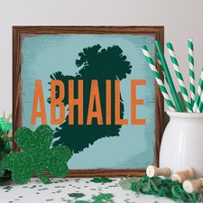 Lucky Irish Decoration Wooden Plaque Abhaile Ireland Map Art For St Patricks Day