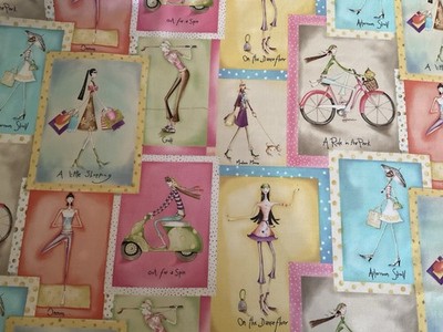 Fabric Cute Stylish Lady 43 x 36 By Debbie Taylor Kerman 866