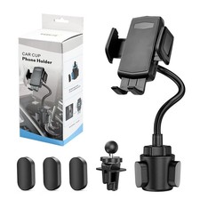 2-In-1 Cup Holder Phone Mount Universal Adjustable Gooseneck 360 Rotation Car